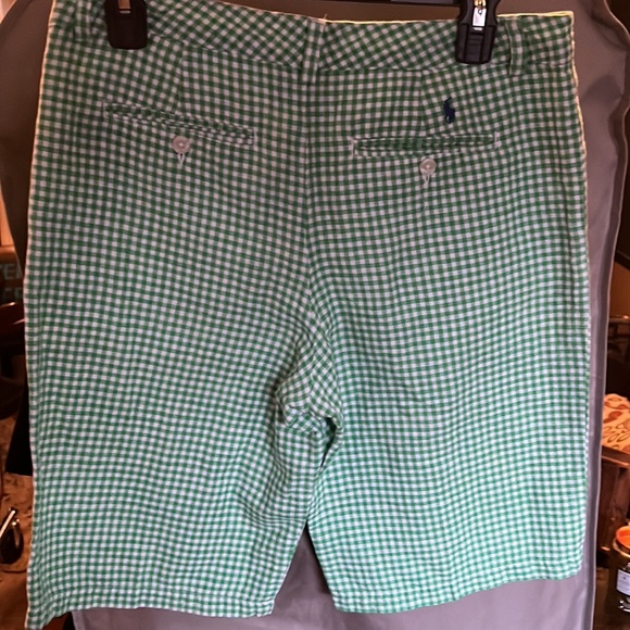 Polo by Ralph Lauren boys plaid shorts. Size 18. Green and white. - Picture 2 of 4